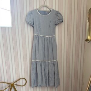 Urban Outfitters Blue Maxi Sundress with Puff Sleeves